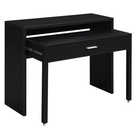 CONVENIENCE CONCEPTS Newport JB Console & Sliding Desk with Drawer & Riser, Black HI2540422